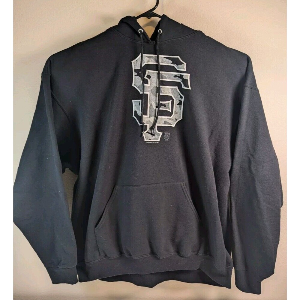 San Francisco Giants Men Sweatshirt Medium Black Logo Hoodie Pullover XL-XXL